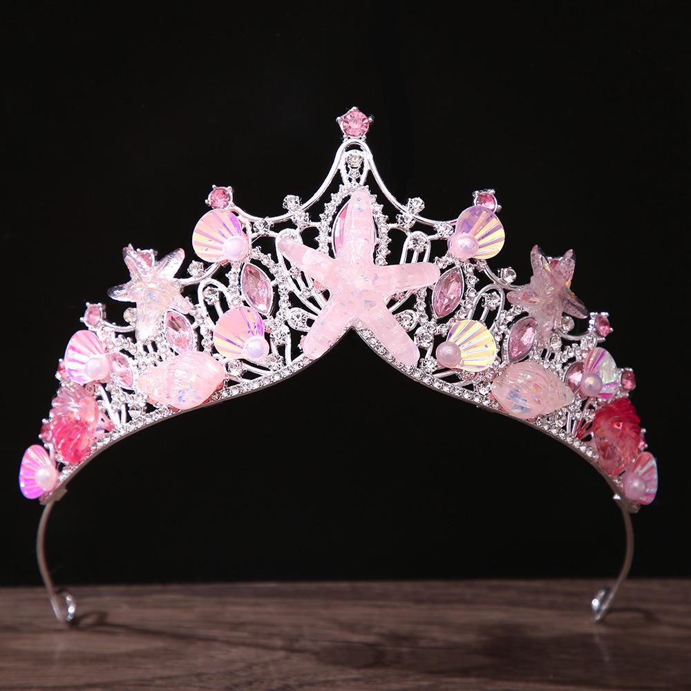 Mermaid Fish Crowns Ocean Style Costume Seashell Starfish Tiaras for Women Girls Princess Birthday Party Hair Accessories