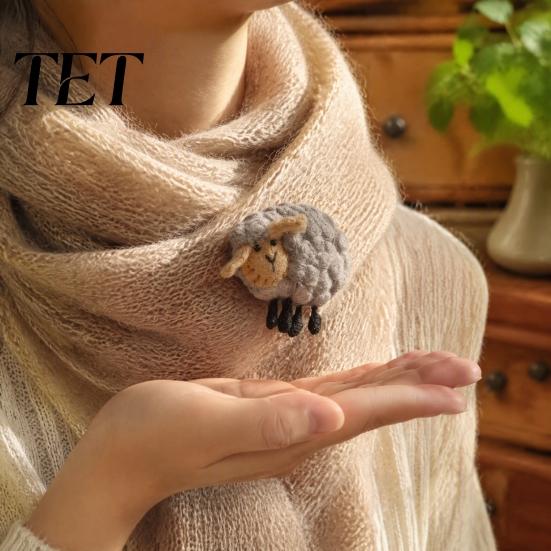 Felt Lamb Embellishments Wool Decoration, 3D Felted Sheep Decor, Handmade Animal Decor Accessory for Clothing Scarves Brooch Hats Bags DIY Crafts
