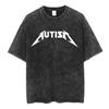 Autism ADHD Skeleton Meme T Shirt Humor Funny Skull Washed Vintage T-shirt Casual Cotton Short Sleeve Oversized T-shirts Unisex