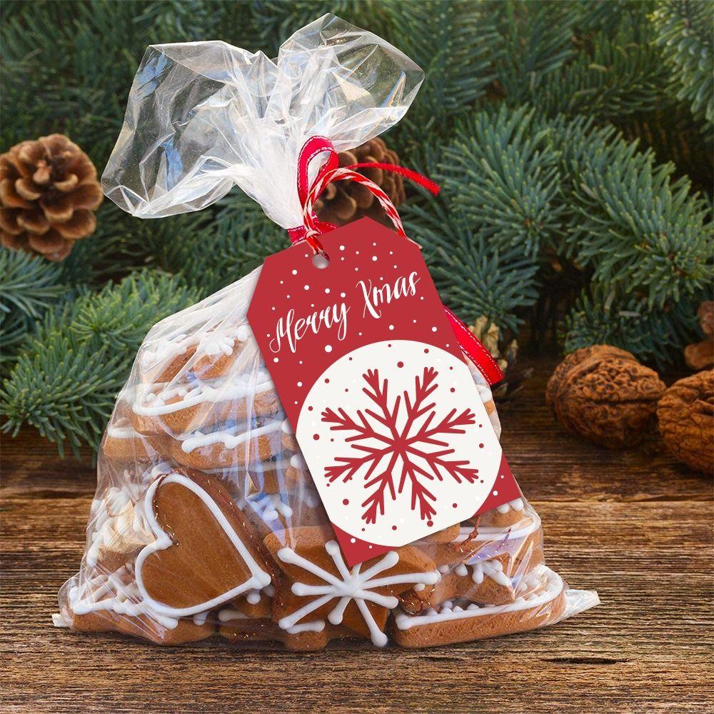 50Pcs Cartoon Pattern Christmas Gift Tag Color Printed DIY Gift Wrapping Label Holiday