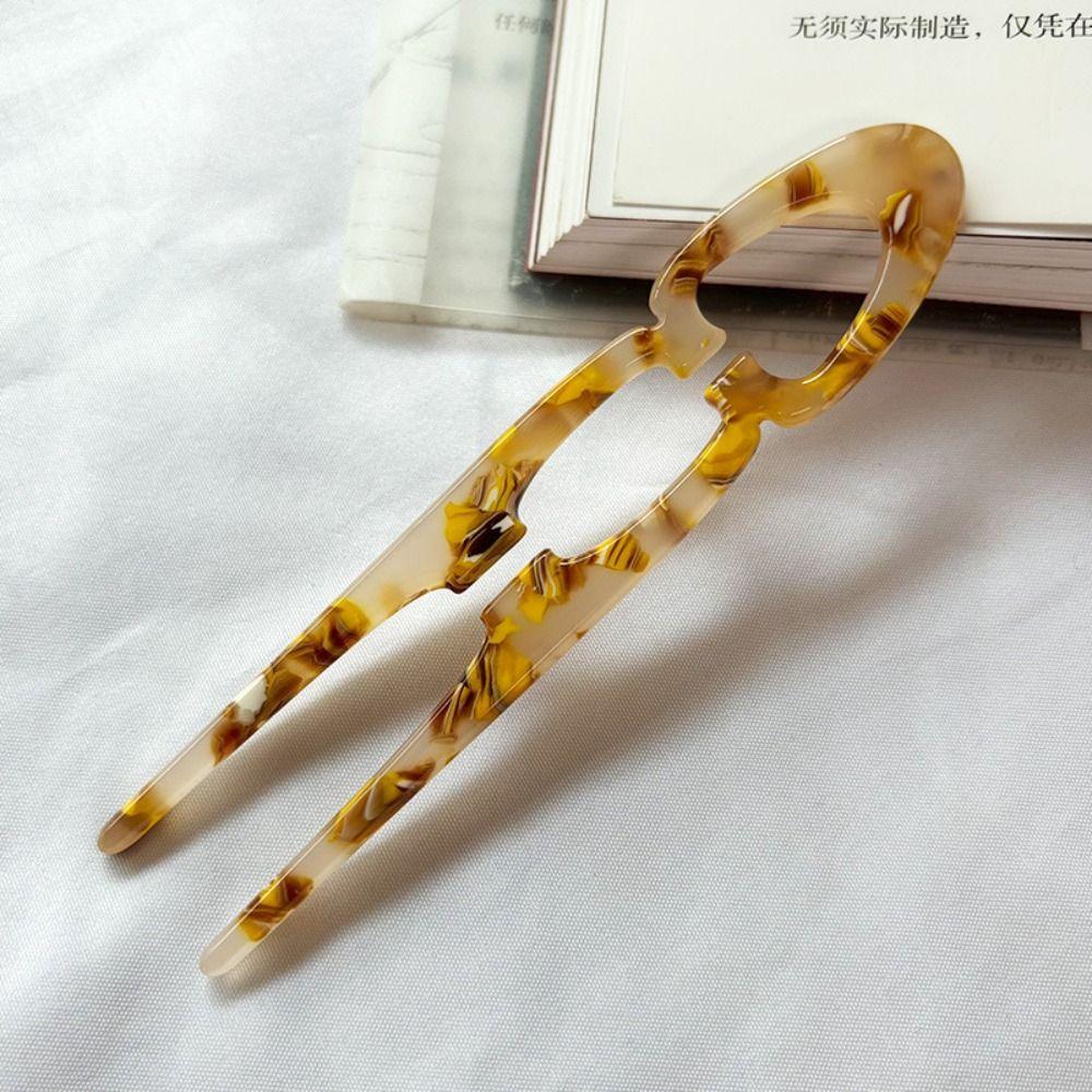 Acetate Hair Sticks U-Shaped Bun Hairpin Sweet Meatball Head Hairclip  For Woman Girl