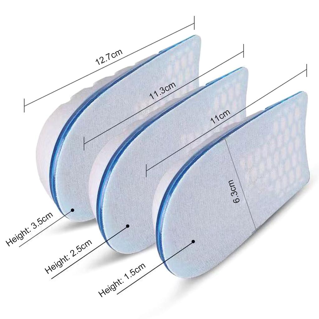 1 Pair Heel Lift Inserts Height Increase Insole Soft Breathable Invisible Design Sillicone Foot