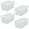 Набор из 4 контейнеров для хранения Ширина 40 x Глубина 74 x Высота 31 см Сделано в Японии Прозрачный/белый AA-740