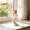 Niche Home Ornaments Modern Rose Sculpture, 3D Printed Minimalist Floral Decor, Abstract Window Display Accents Flower Statue for Office, Elegant