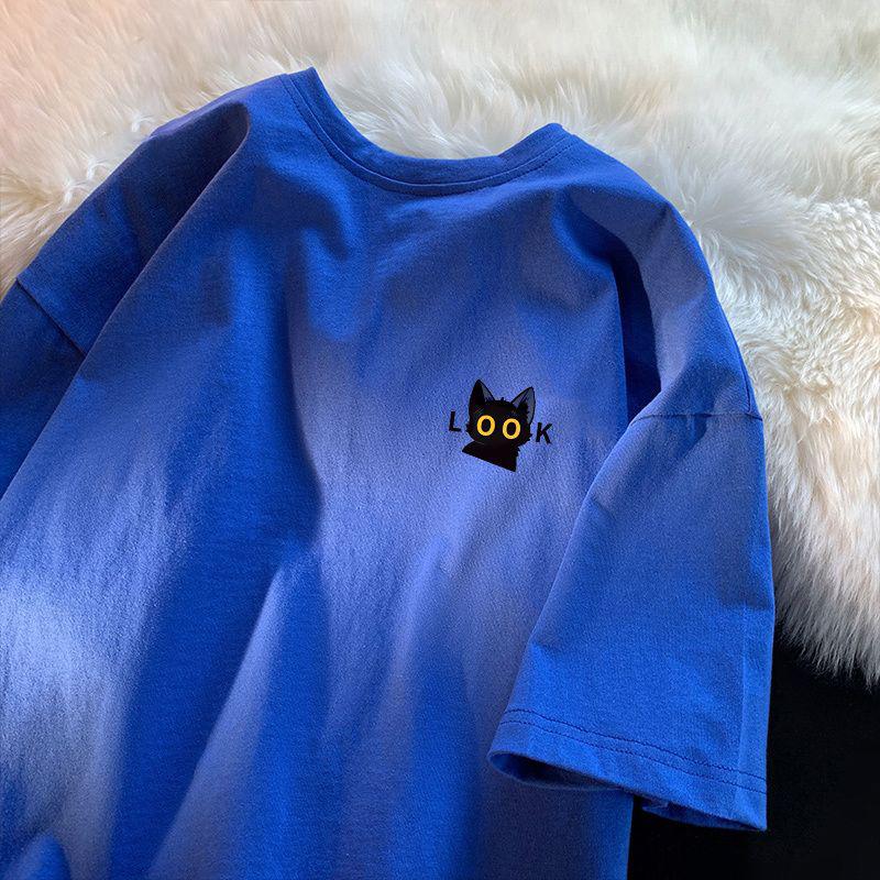 Футболка из хлопка с коротким рукавом, женская, свободная, модная, со средним рукавом, летняя, винтажная футболка