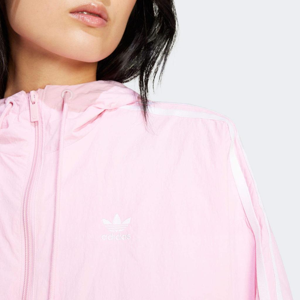 adidas Оригинальная куртка с длинным рукавом, украшенная логотипом с тремя полосками, мягкая, повседневная, спортивная верхняя одежда для женщин, розовая IR8098