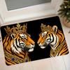 1pc European Royal Crown Tiger Flannel Mat, Light Luxury Black Golden Entrance Door Mat Hallway Bathroom Non-Slip Water-Absorbing Carpet