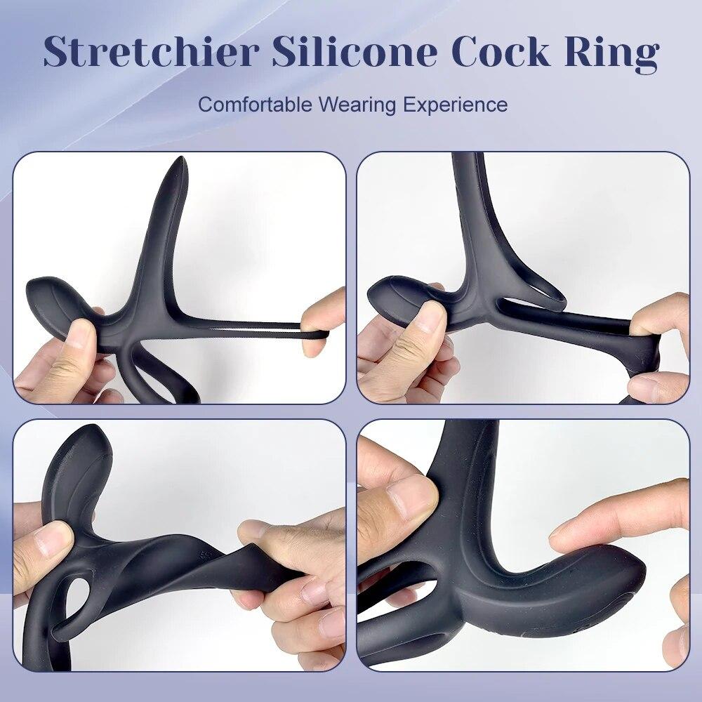 Вибрирующее кольцо для пениса, вибратор для задержки эякуляции, дистанционное управление, секс-игрушки для мужчин, кольцо для пениса, кольцо для пениса, рукав для члена