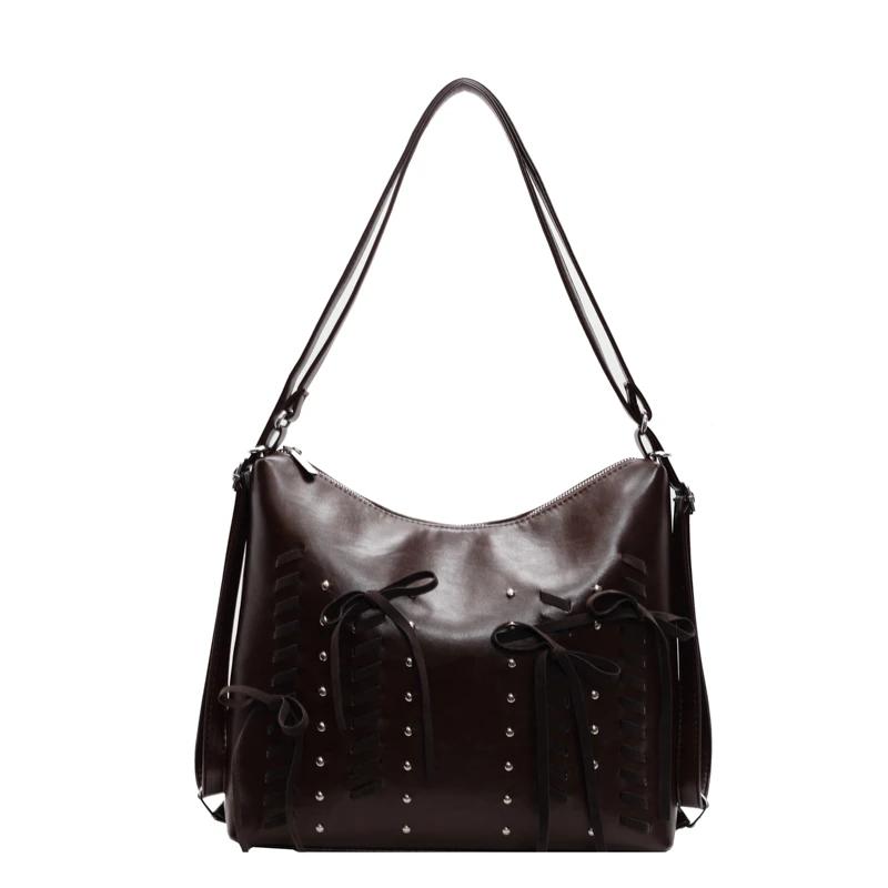 Модные заклепочные плечевые ремни из полиуретана большой емкости высокого качества эксклюзивный дизайн сумок