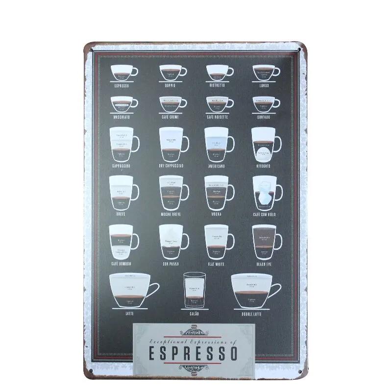 Vintage Shabby Chic Kaffee Menü Metall Zinn Zeichen Retro Home Bar Cafe Pub Taverne Wand dekoration dekorative Platte Poster für