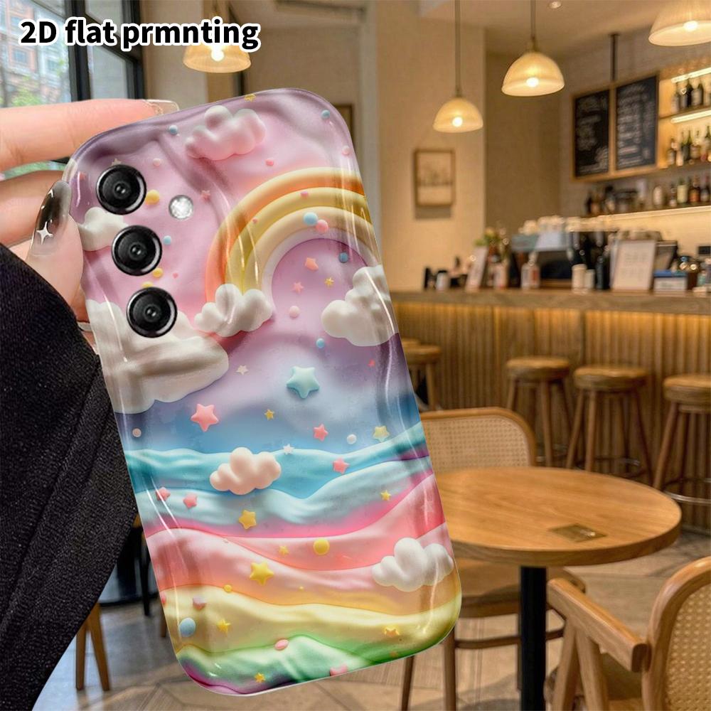 Phone Case: 2D Flat Samsung Galaxy A34 A35 M05 M06 S20 S22 S21 FE Plus 5G Protective Case, Rainbow Starry Sky, Christmas and Halloween Gift