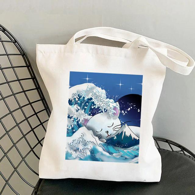 Сумка-шоппер The Great Retro Wave с розовым принтом Kawaii Bag Harajuku, женская сумка для покупок, холщовая сумка-шоппер для девочек, женская сумка на плечо