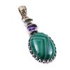Подвеска из натурального малахита, аметиста, из стерлингового серебра 925 пробы, 1,75 дюйма, w6o59