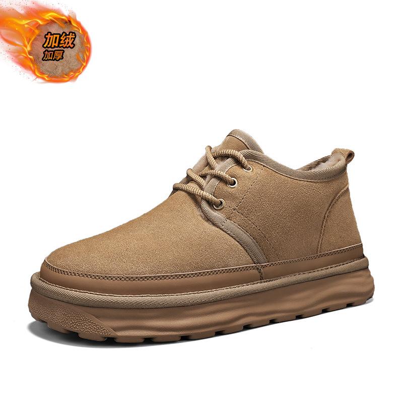 Новые зимние бархатные теплые утолщенные круглые зимние ботинки мужские защитные ботинки из хлопка с высоким берцем ботинки для улицы на толстой подошве
