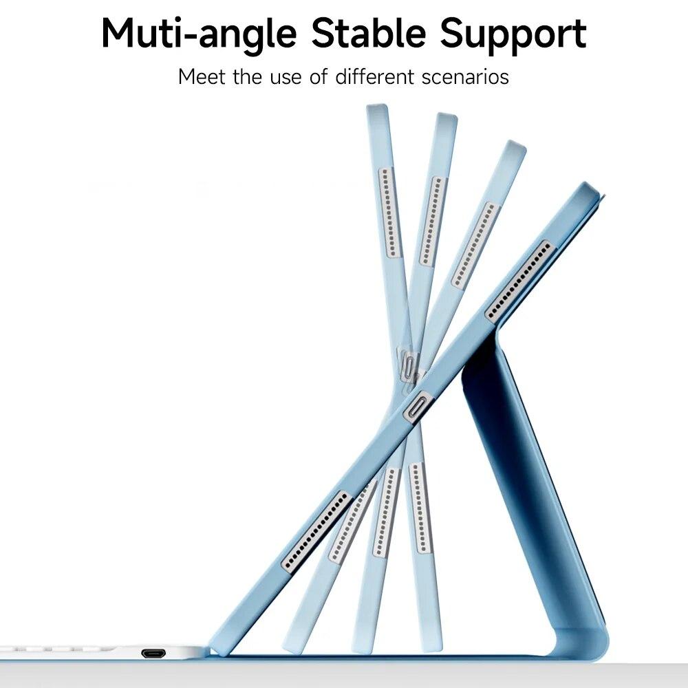 Кожаный чехол для планшета для iPad Pro 11 Air4/5th Bluetooth-клавиатура для iPad 9/10 поколения Чехол с противоударным защитным чехлом для перьев