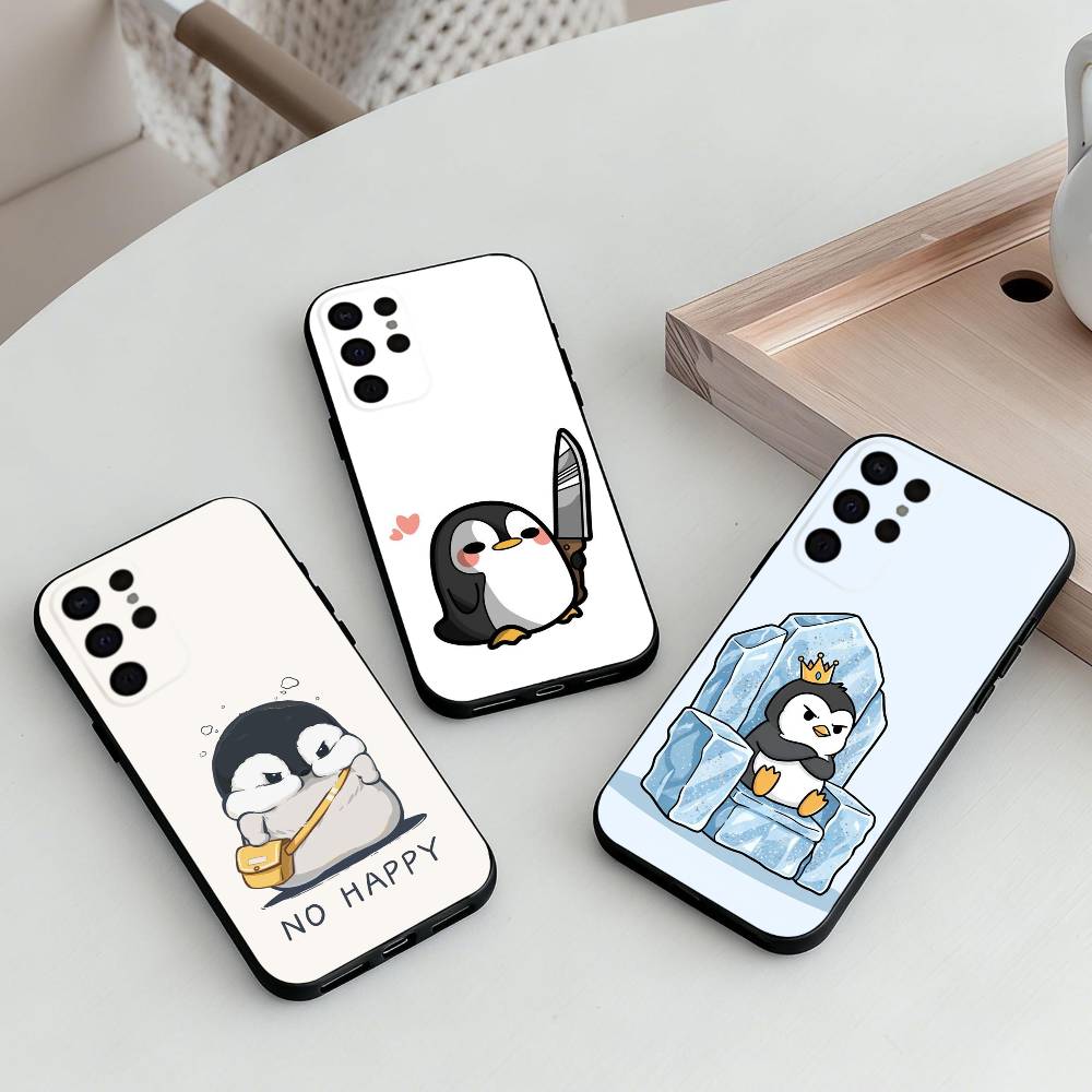 C-Мультяшный-N P-Пингвин Чехол для телефона для Samsung S25, S24, S21, S22, S23, S30, Ultra, S20, Plus, Другие Мягкий Черный Чехол
