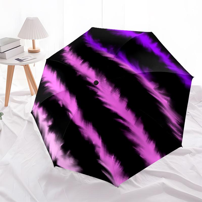 1pc Purple Wave Automatic Open/Close Umbrella - Compact Travel Umbrella with 8-Rib Durable Frame, Lightweight & Portable Design z42