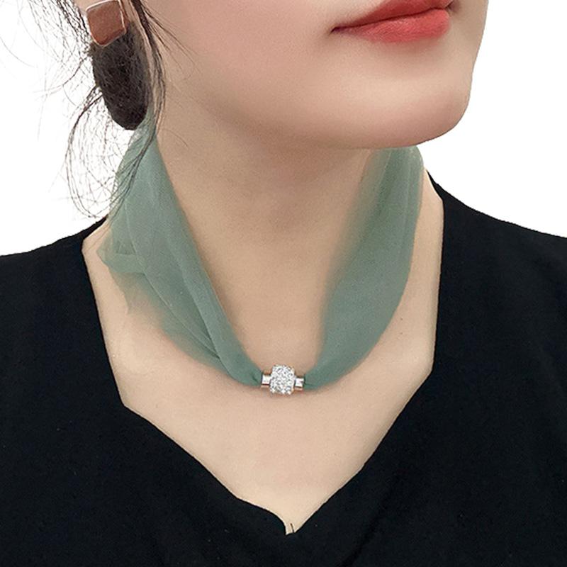 1Pc Necklace Magnetic Buckle Neck Scarves Neck Protection Neck Brace Elegant Scarf Bright Color Women Fashion