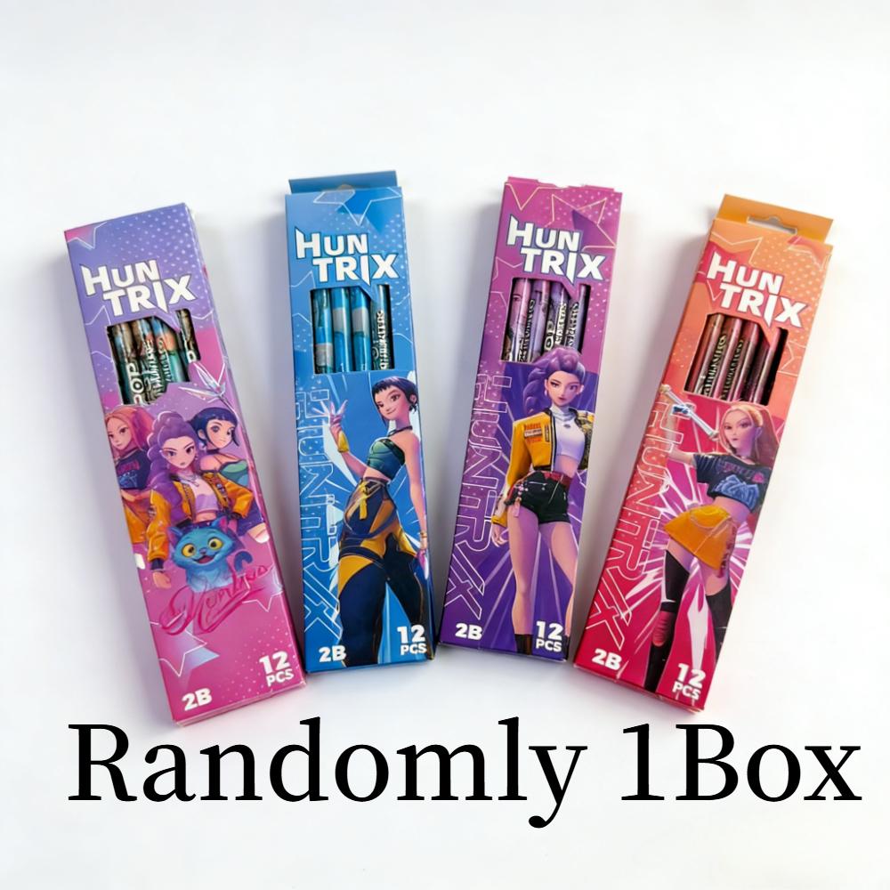 Kpop Демон Охотник Huntrix Тема 12 шт. Деревянные карандаши 2B Плавное письмо Графитовые карандаши для набросков Школьные принадлежности Подарок для студентов