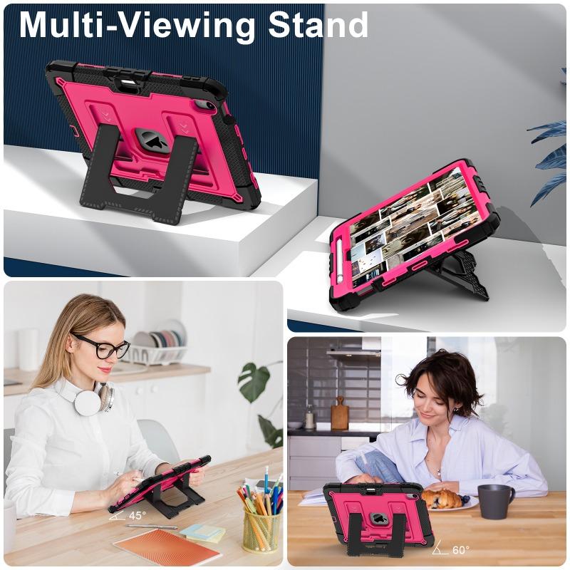 Heavy Duty Shockproof Case for iPad Air 4 Air 5 Air 11 M2 M3 Rugged Protective Cover with Built in Kickstand Crossbody Strap