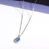 10*8mm Sky Blue Cubic Zirconia Oval Pendant 45CM 925 Sliver Woman Fashion Jewelry Necklaces