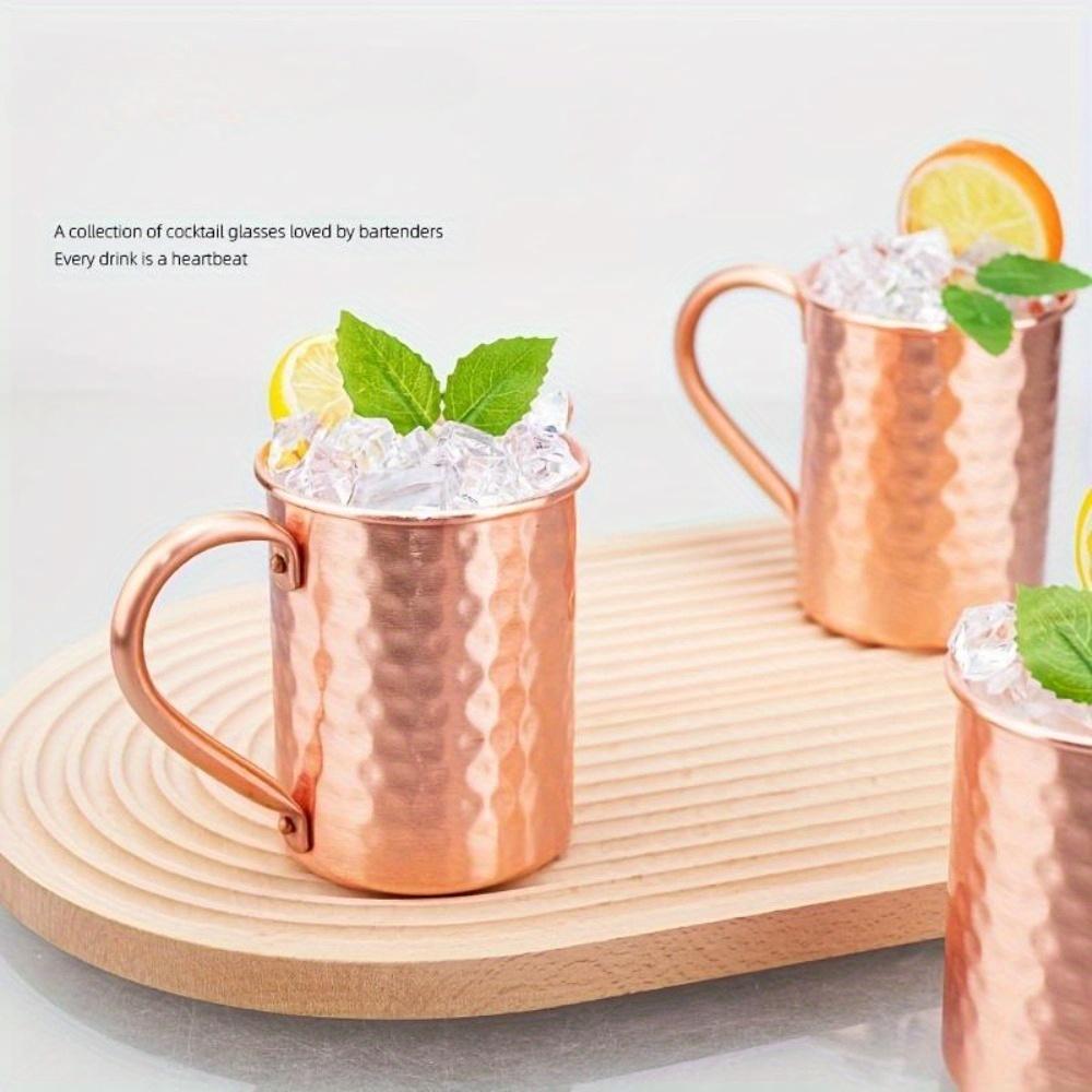 1pc Moscow Mule Mugs Mugs Hand Hammered Finish Riveited Handle Metal Rolled Edge Copper-plated Hammered Cup Cocktail Mug