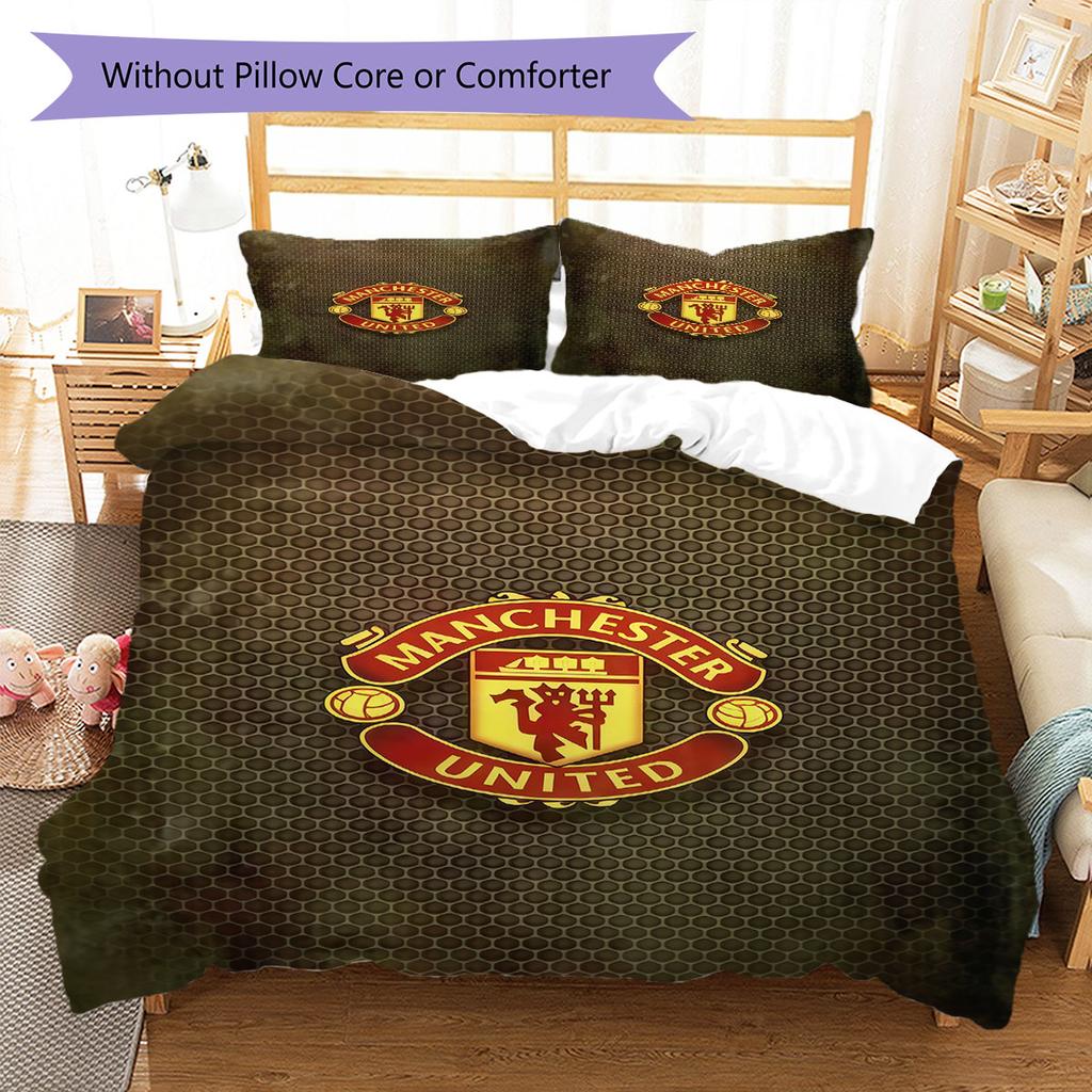 Royal MUFC Crown Bedding Quilt Set Quilt Cover Pillowcase Home Decoration Birthday Gift (1 * duvet cover + 2 * pillowcase, without core)