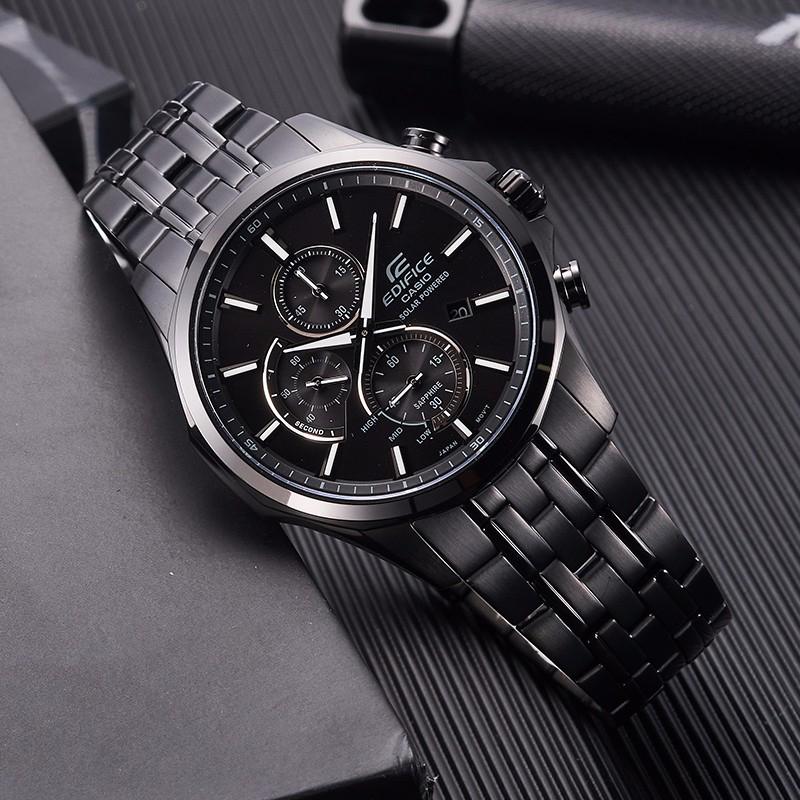 Casio Edifice Series Three Dial Six Needle Artificial Sapphire Mirror Fashion Classic Waterproof Solar Quartz Movement Watch EFB-670SBC-1AVUPR