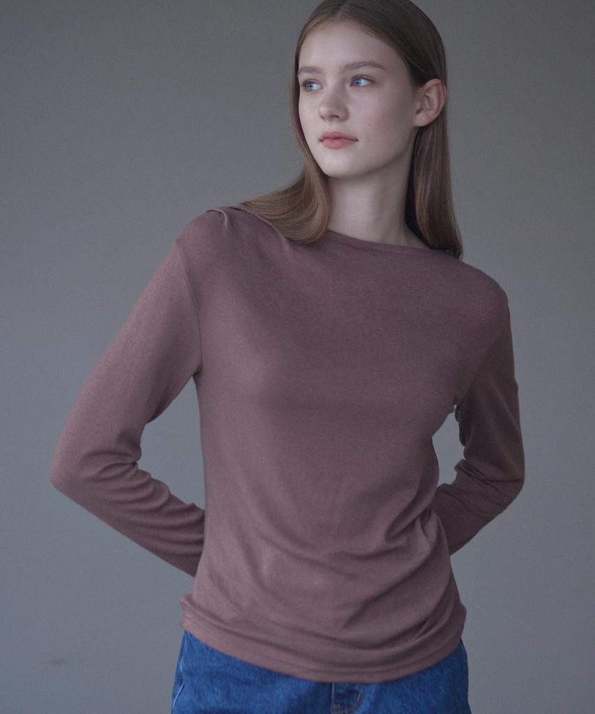 NONLOCAL Wool-Tencel Drape T-Shirt - Brown