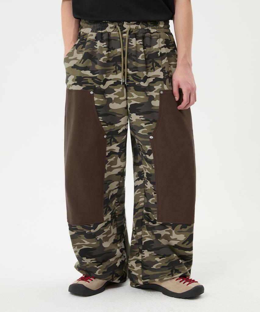 TRILLION Camo Carpenter Wide Sweatpants_Khaki