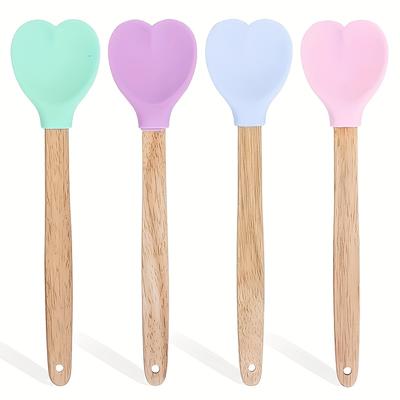 1PC Silicone Scraper, High Temperature Resistant Cream Spatula, Cake Stirring Tool, Household Baking Utensils, Food Grade Heart-shaped Jam Scraper