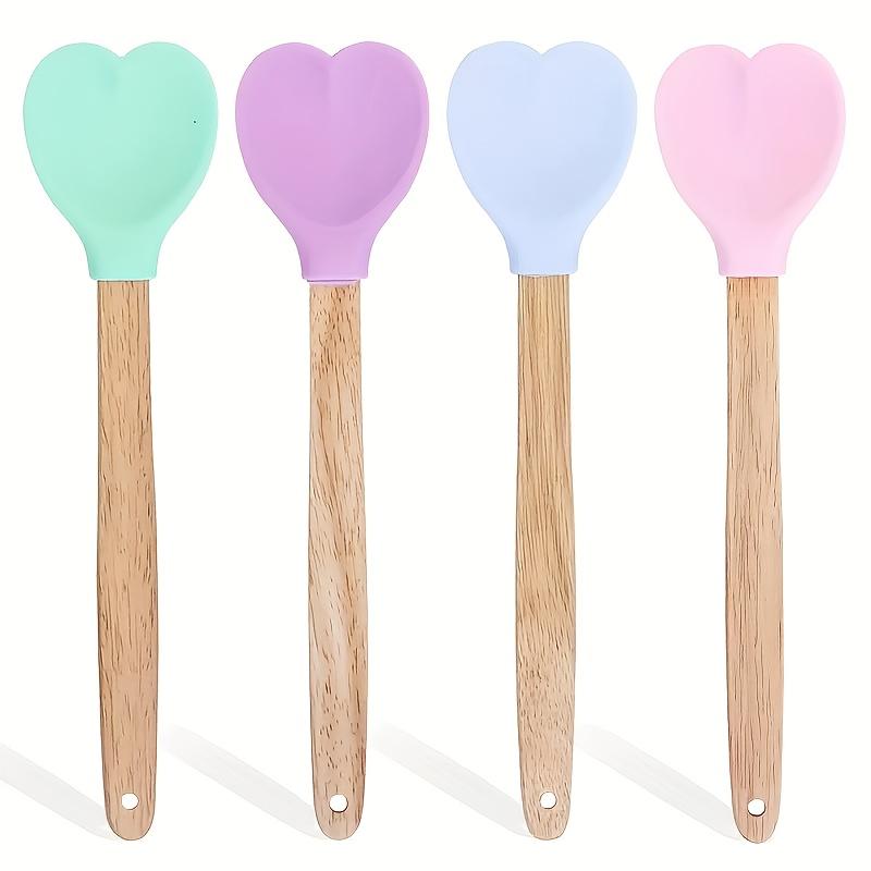 1PC Silicone Scraper, High Temperature Resistant Cream Spatula, Cake Stirring Tool, Household Baking Utensils, Food Grade Heart-shaped Jam Scraper