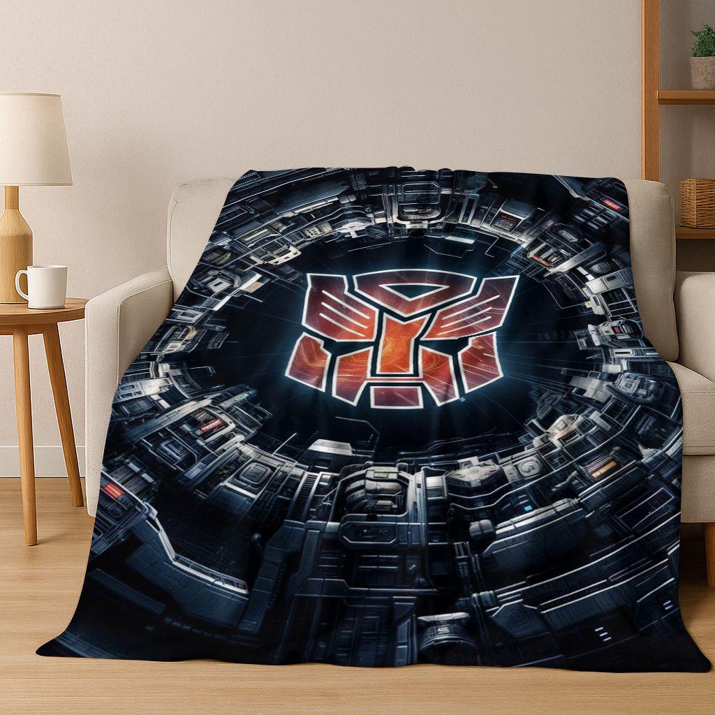 Cartoon T-Transformers Autobots Optimus Prime Flannel Blanket,Warm and Cozy Soft Throw Blanket for Home Bedroom Bed Sofa Cover
