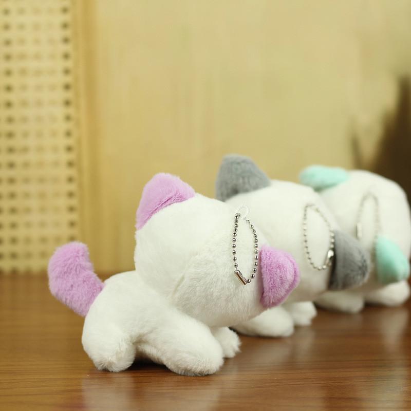 Adorable Plush Cat Keychain Soft Toy Cute Gray And Purple Cat Doll Accessories