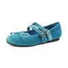 Velvet Shoes Fashion Spring Size 42 41 Flat with Women Luxury Shoes Round Toe Rivets-studded Shallow Flats