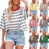Tops For Women Striped Fashion T Shirts For Women Color Blocking Design Loose Basic Tee