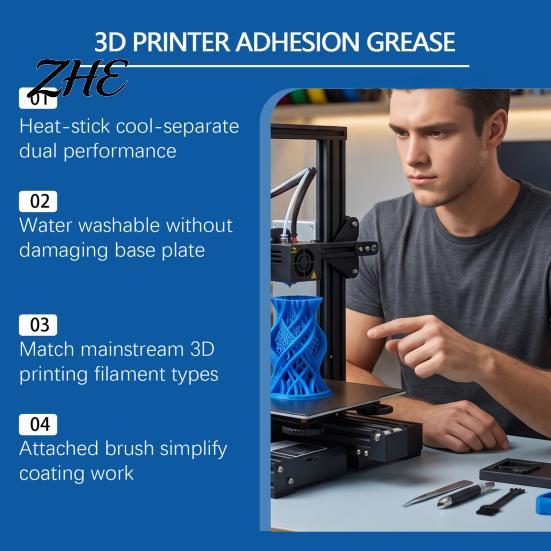 3D Printer Bed Adhesive Adhesion Paste, Anti-Warping Excellent Print Coating Grease, Reliable Filament Bonding on Printing Surfaces Thermal