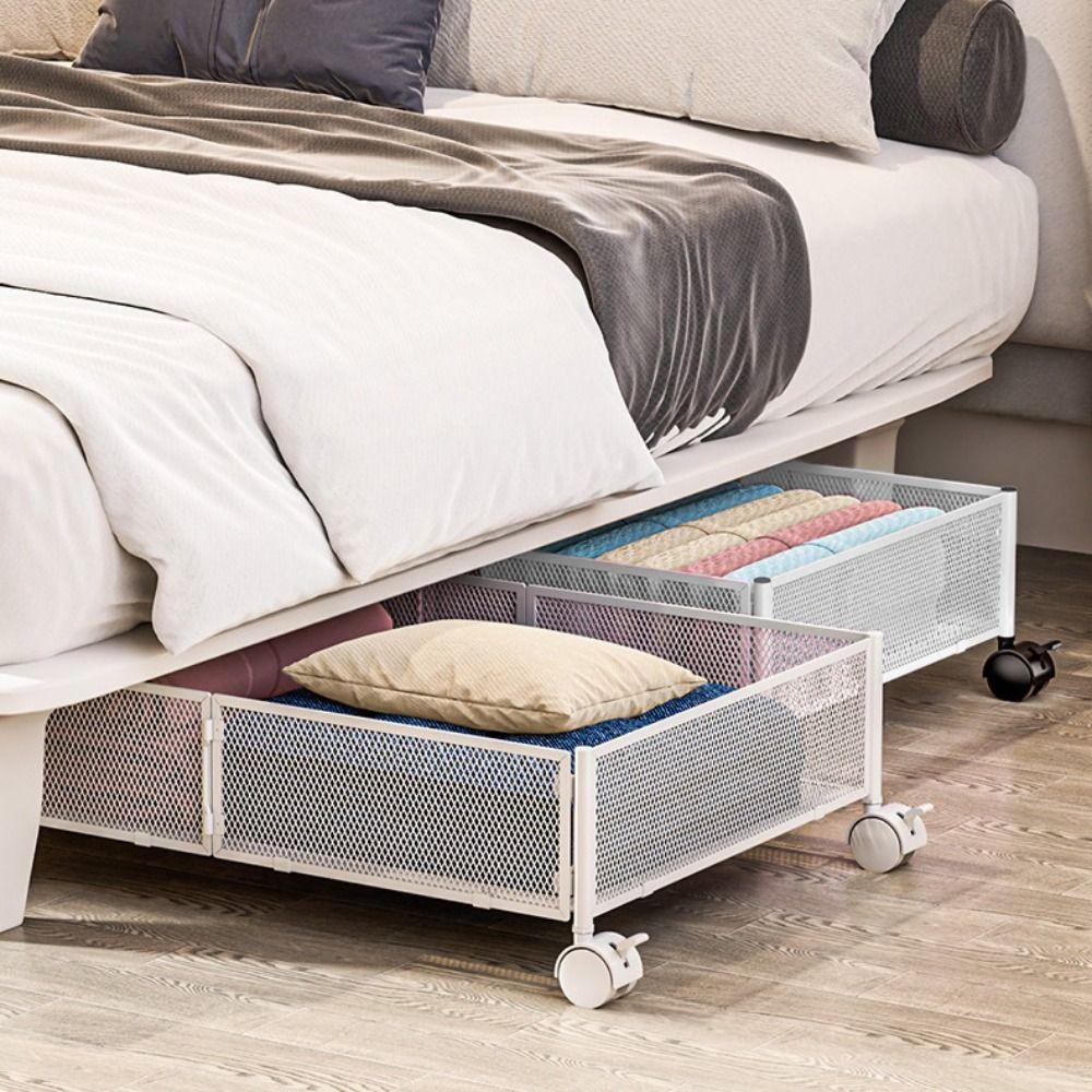 Carbon Steel Bed Storage Basket with Wheels Drawer Storage Basket New Bottom Storage Cart Bedroom