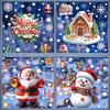 3D Christmas Window Stickers Electrostatic Cling with Santa Claus Snowman Snowflakes for Home Office Party Decor Reusable