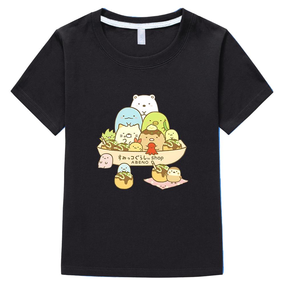 Футболки Sumikko Gurashi Детская летняя одежда Футболки с мультяшным принтом Футболки для мальчиков и девочек Аниме футболки Хлопковый топ