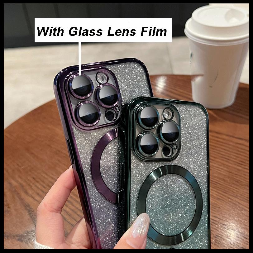 Сияющий блестящий чехол для телефона с беспроводной зарядкой для Iphone 14 13 12 11 Pro Max 13pro 14 Plus противоударный мягкий чехол-бампер