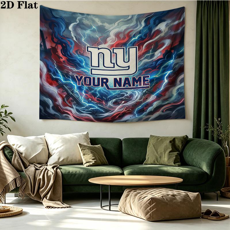 Custom Name New York Giants2 Printed Tapestry – Wall Hanging for Bedrooms, Dorms, and Home Decor