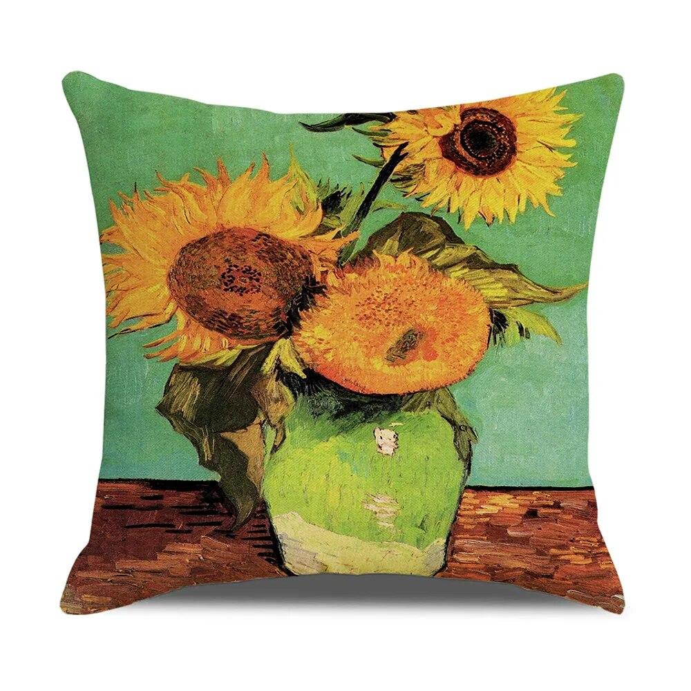 Vintage Art Cushion Cover Van Gogh Oil Painting Pillowcase Living Room Sofa Decoration Pillowcase
