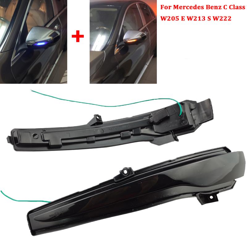 2X For Benz C Class W205 S Class W222 2015-2018 Side Mirror Flashing Light Repeater Blinker LED Dynamic Turn Signal Light