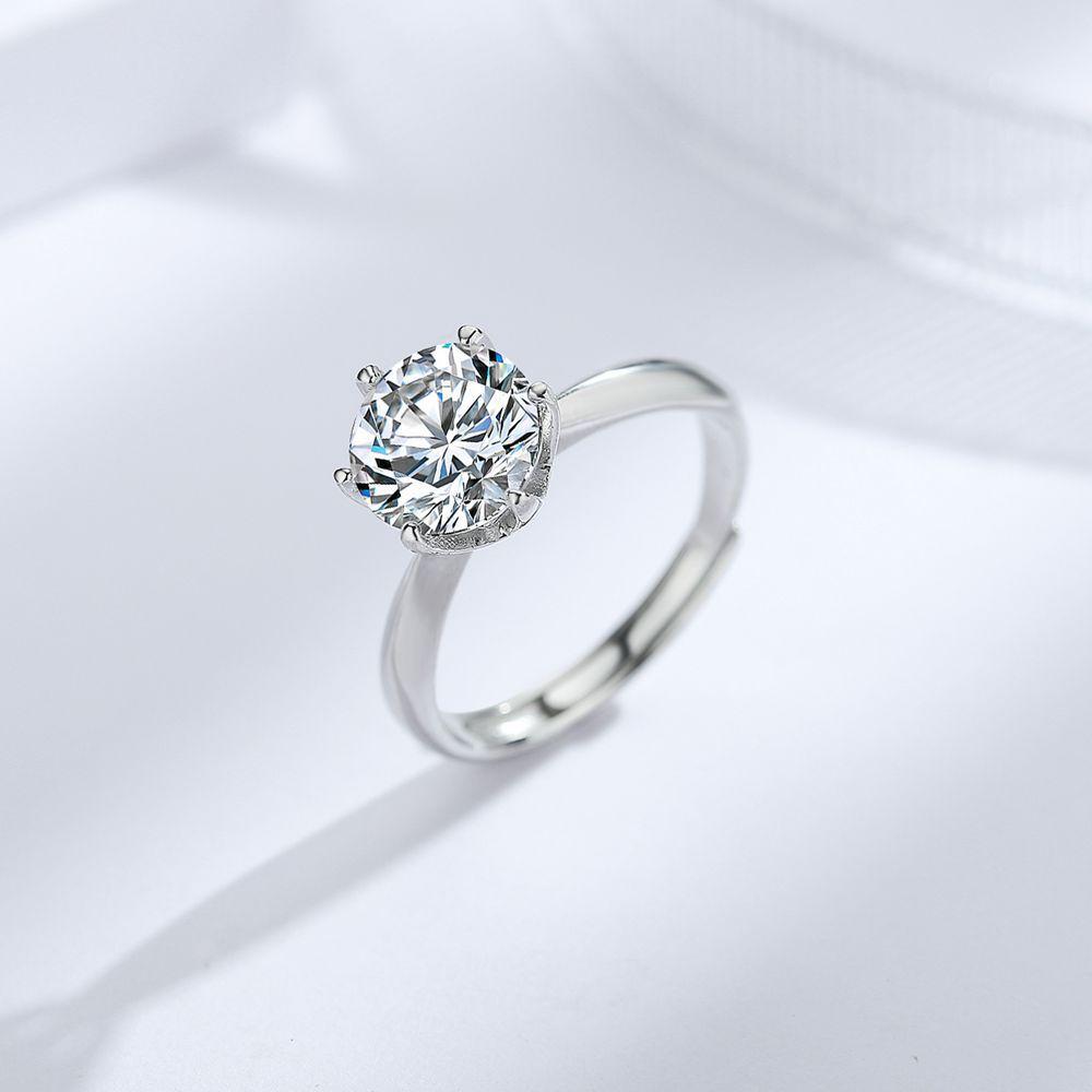 Кольцо T Home Classic из серебра 925 пробы с шестью когтями и 50-точечным узором, женское парное кольцо Guochao с бриллиантами весом 2 карата, кольцо с бриллиантами весом 1 карат