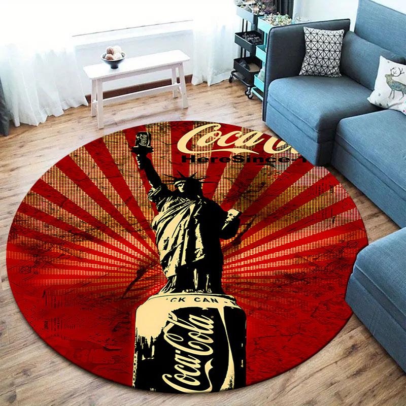 Coca Round Area Rug,Carpet Rug for Living Room Bedroom Sofa Playroom Decor,Non-slip Floor Mat