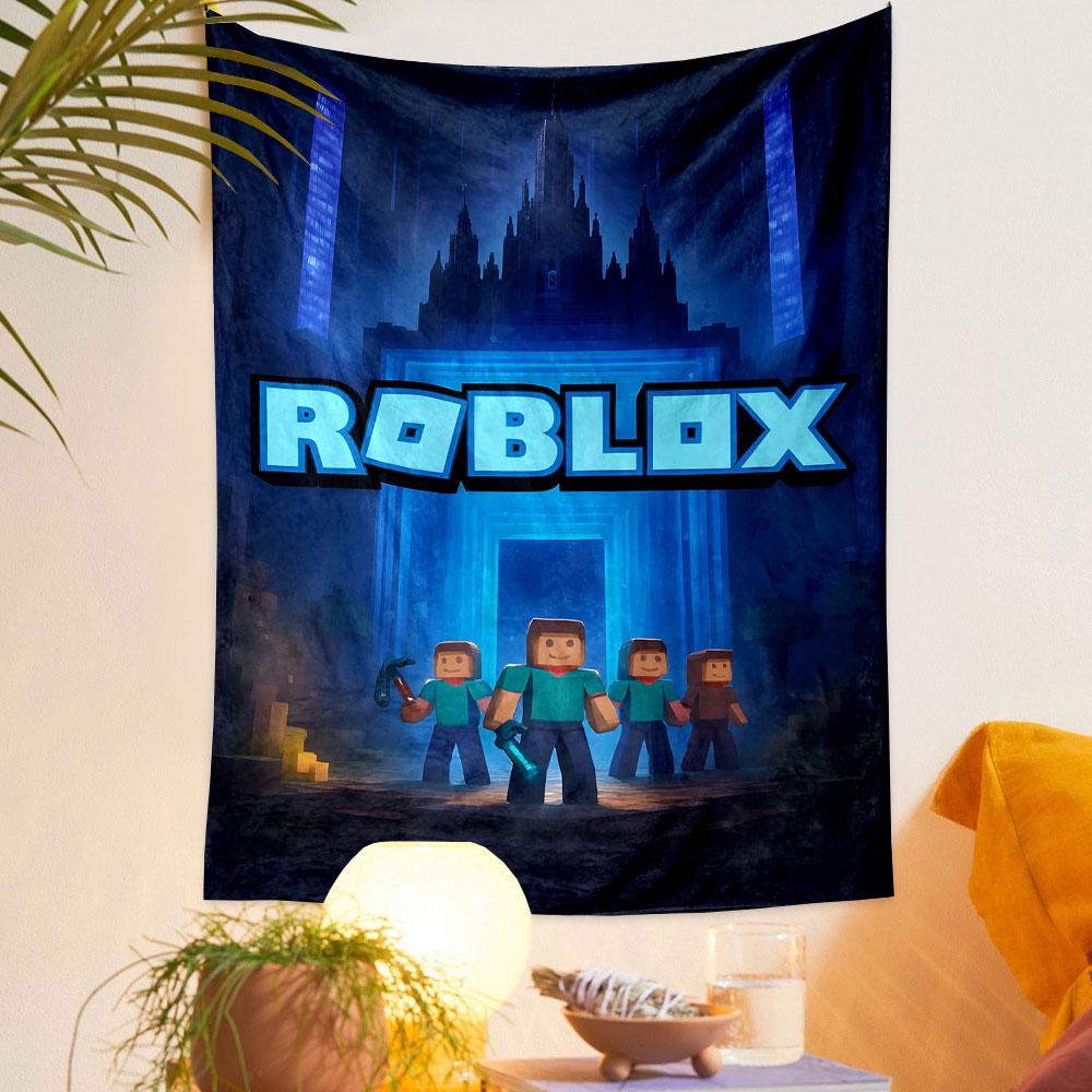 "Roblox Adventure Blue Portal Scene" Patterned Tapestry Decorative Wall Hanging, Home Bedroom Living Room Decor