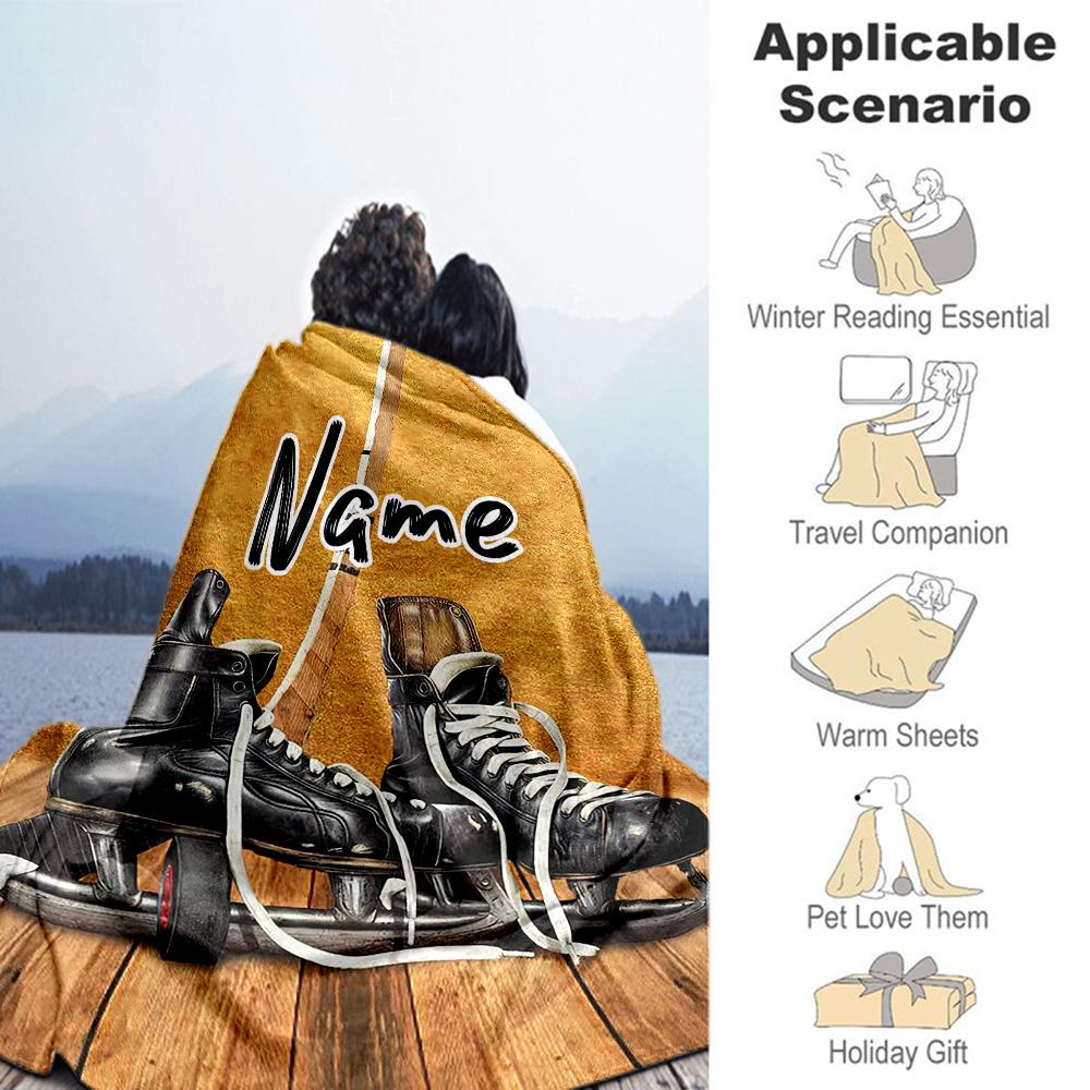 Roller Skates Customize Text Blanket Cozy Customizable Blanket Comfortable Great for Sofa Bed Couch Living Room Four Seasons Multipurpose