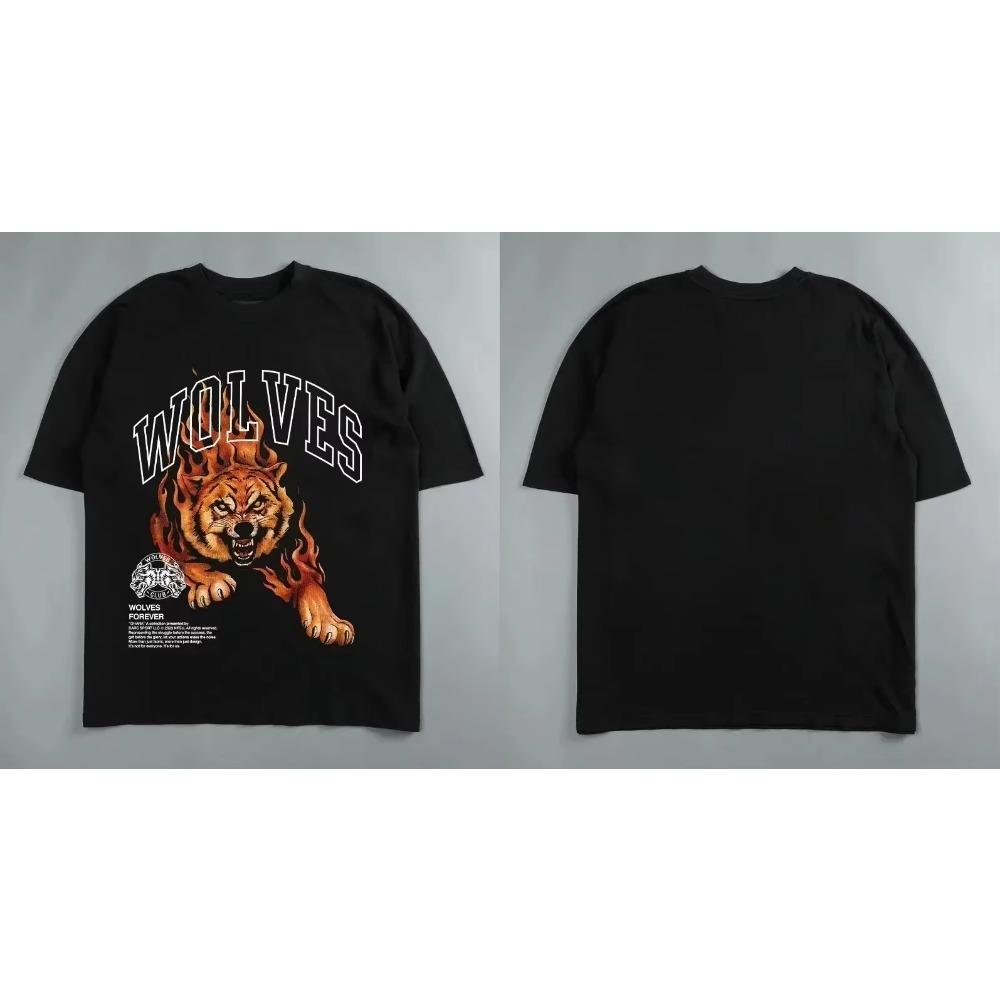 Darc Wolf Head Смешной принт Тренировка Тренажерный зал Фитнес 100% хлопок Мужская футболка с коротким рукавом Повседневная футболка Модные спортивные свободные топы Y2k