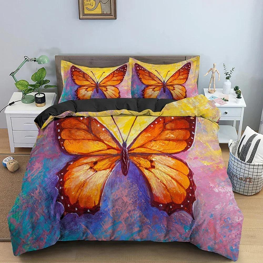 New 3D Print Butterfly Comfortable Duvet Quilt Cover Pillowcase Bedding Set Children Bedroom Decoration Home Textile
